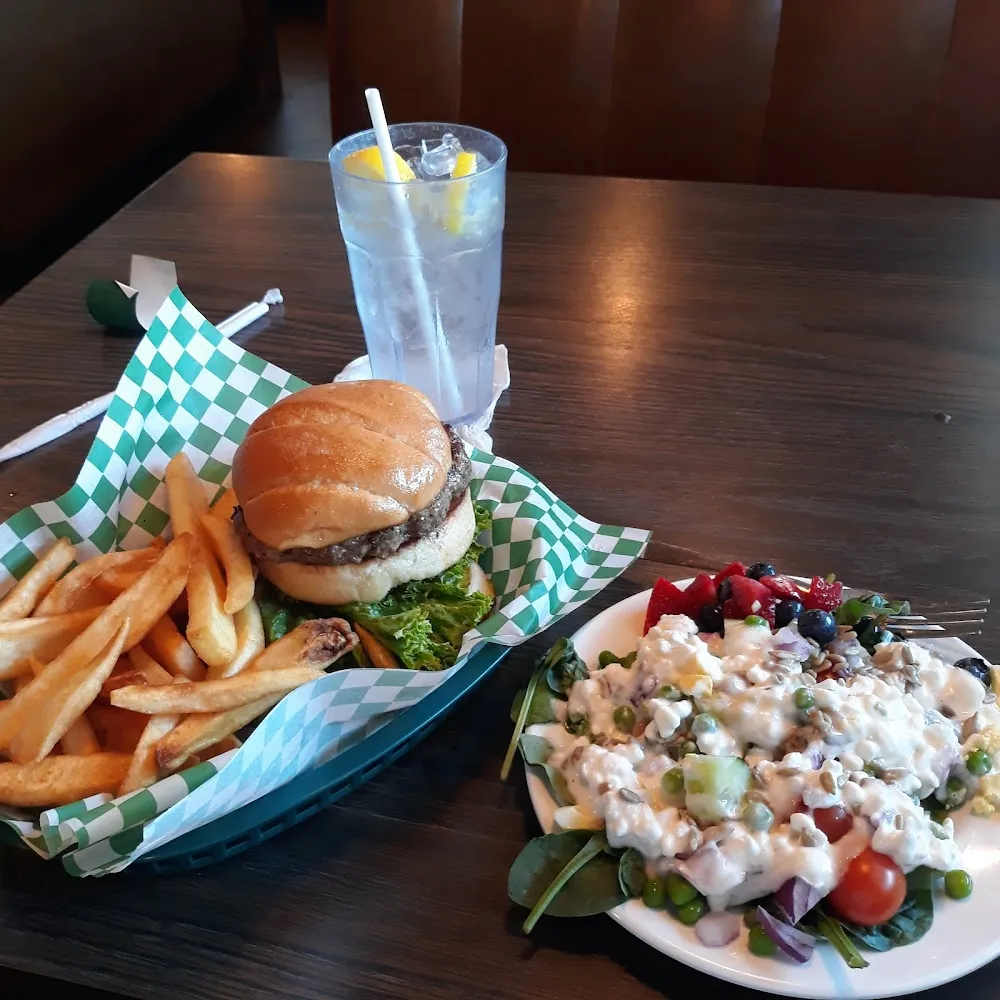 Hamburger with Fries & Salad Bar